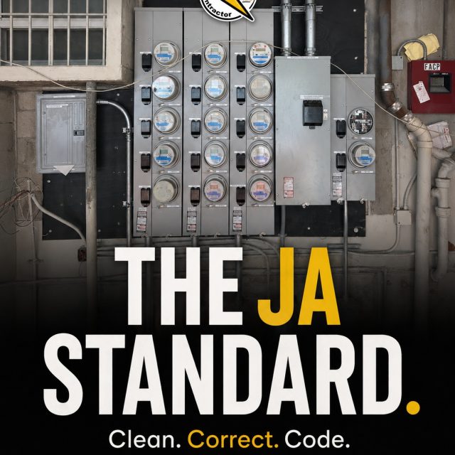 🟡 The JA Standard isn't a slogan.

It's every wire, every breaker, every screw — done the right way, every time.

We don't cut corners. We don't rush jobs. We don't leave anything half-finished.

Because our name goes on it. And your family lives with it.

⚡ JA Electric Contractor.

#JaElectricContractor #ElectricalServices #Electrician #NewPage #ResidentialElectric