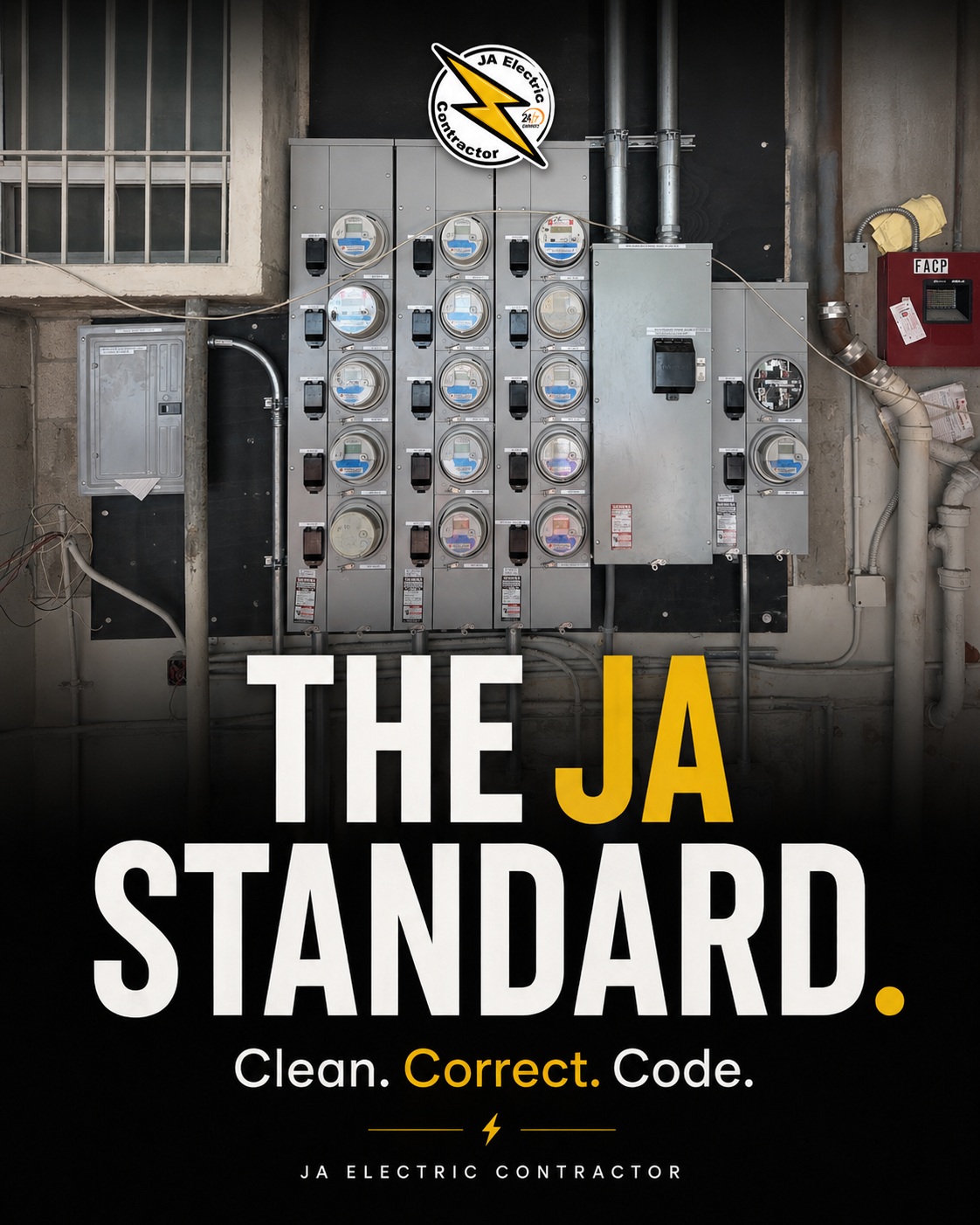 🟡 The JA Standard isn't a slogan.

It's every wire, every breaker, every screw — done the right way, every time.

We don't cut corners. We don't rush jobs. We don't leave anything half-finished.

Because our name goes on it. And your family lives with it.

⚡ JA Electric Contractor.

#JaElectricContractor #ElectricalServices #Electrician #NewPage #ResidentialElectric